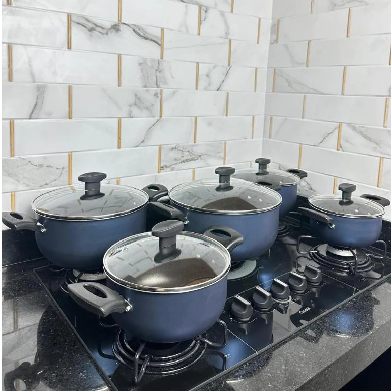 Jogo de Panelas Caçarola Premium colorido com frigideirinha, Jogo de Panelas