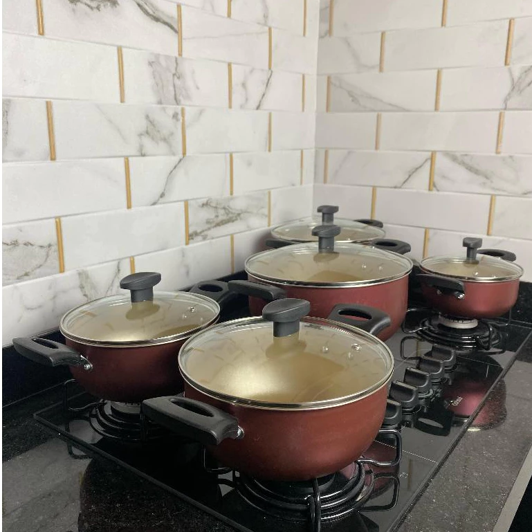 Jogo de Panelas Caçarola Premium colorido com frigideirinha, Jogo de Panelas