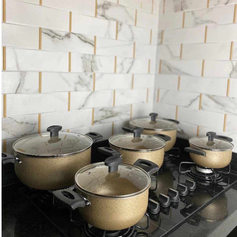 Jogo de Panelas Caçarola Premium colorido com frigideirinha, Jogo de Panelas